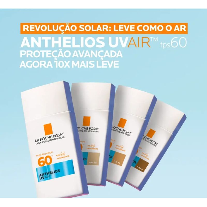 Protetor Solar Facial La Roche-Posay Anthelios UVAir FPS 60 Cor 2.0 com 45ml